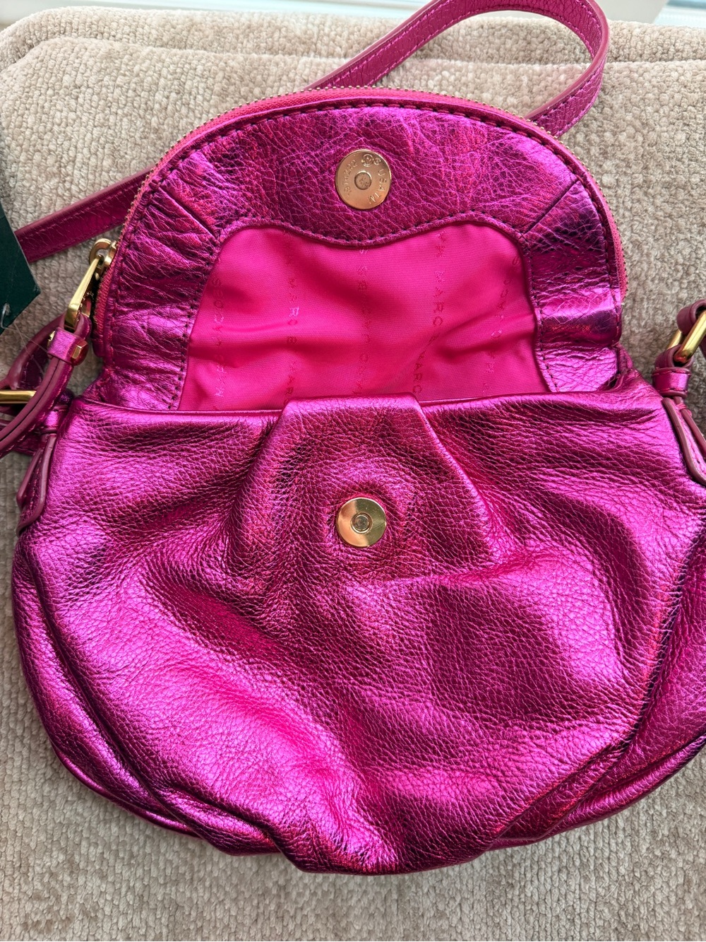 Y2K Marc by Marc Jacobs Metallic Classic Q Natasha Leather Crossbody - Picture 3 of 9